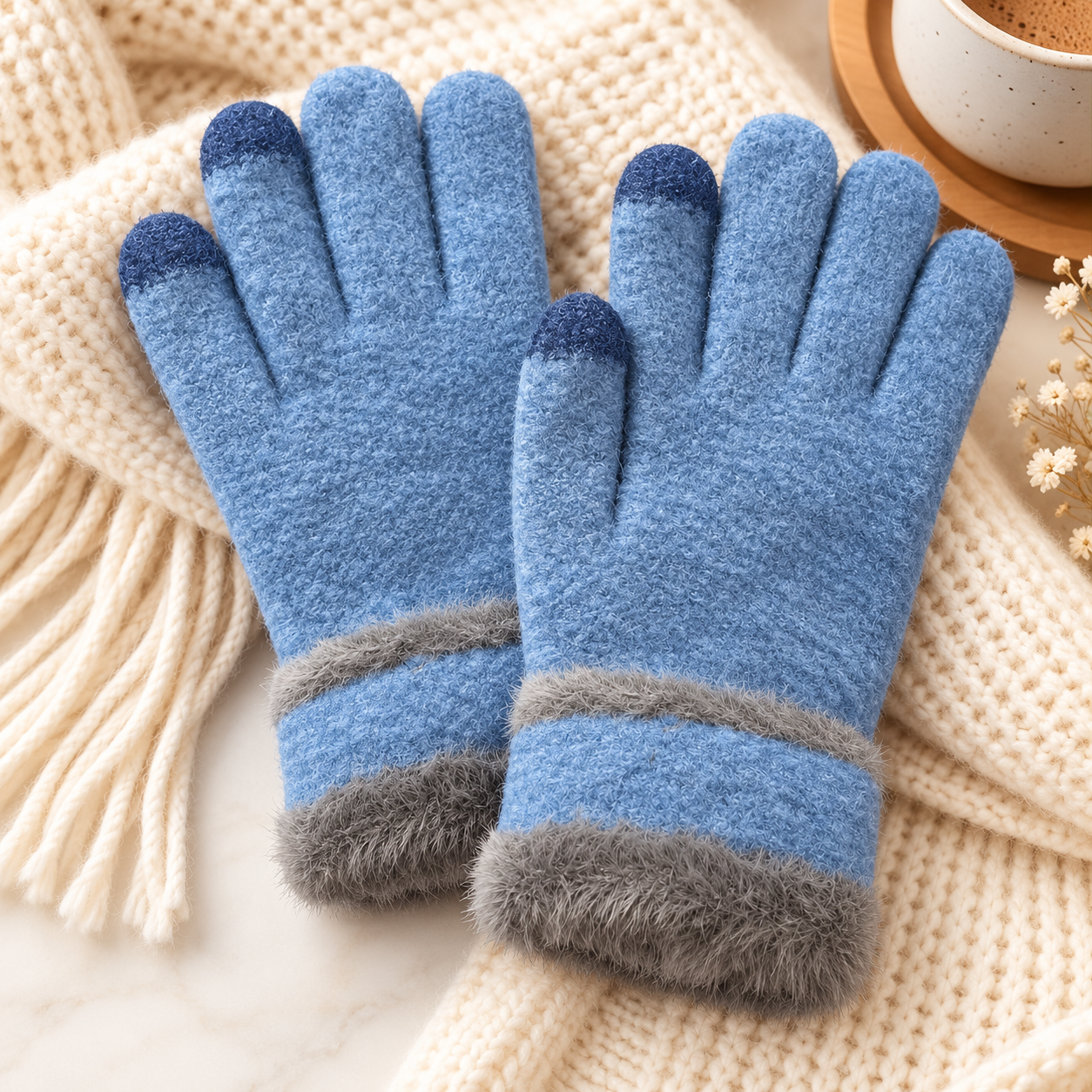 Ladies Touch Screen Premium Quality CandyColor Plush Mittens/Gloves  -TSG23