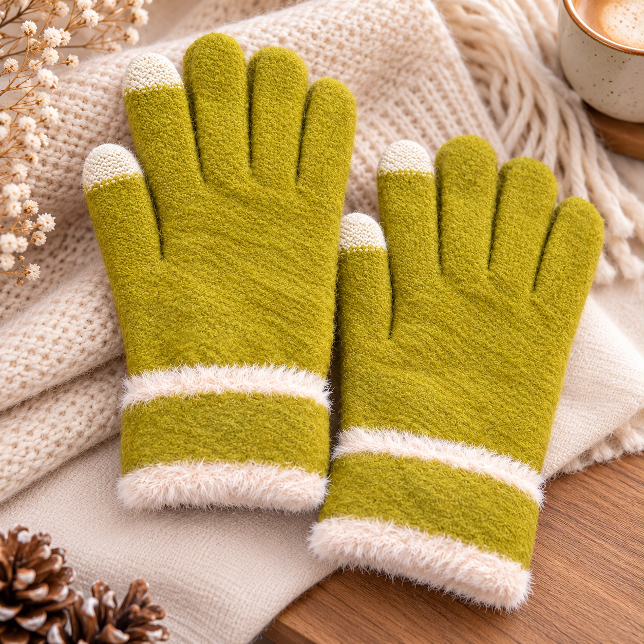 Ladies Touch Screen Premium Quality CandyColor Plush Mittens/Gloves  -TSG23