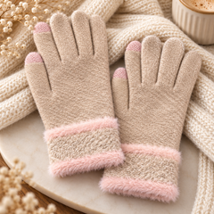 Ladies Touch Screen Premium Quality CandyColor Plush Mittens/Gloves  -TSG23