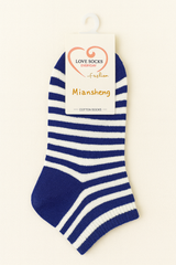 "Women’s Cotton Ankle Socks – 5-Pair Assorted Cute Patterns | Soft, Breathable, Everyday Wear" (Blue)