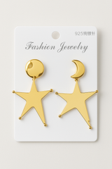 Gold Shade Moon Star Earrings