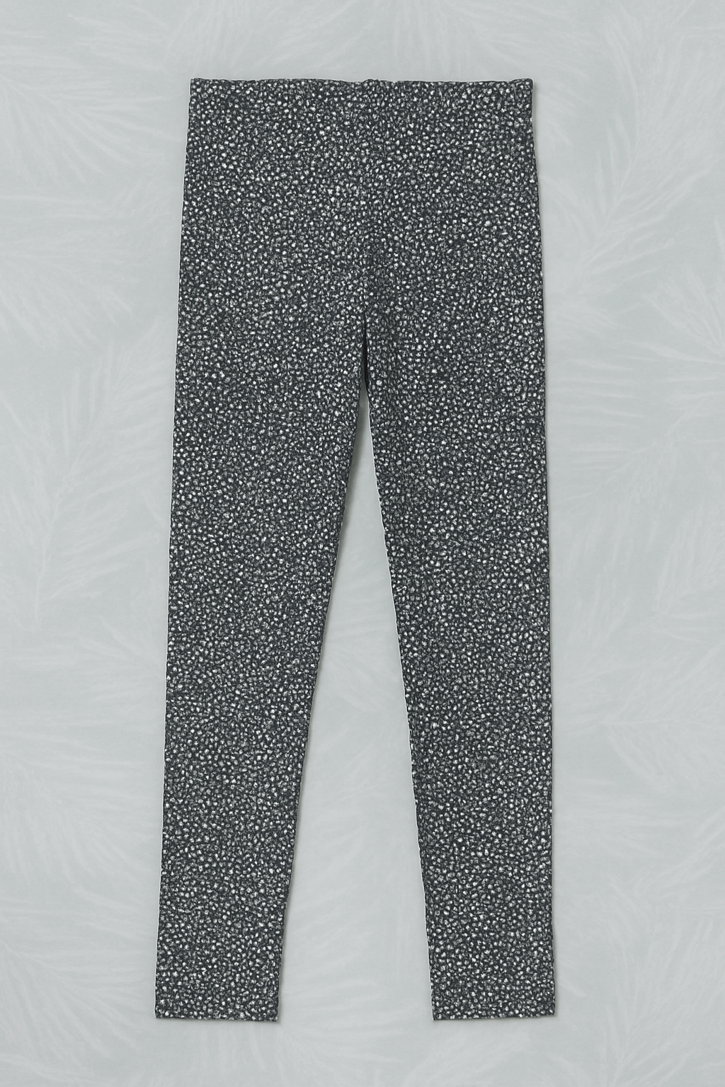 Black Cotton Jersey Tights – White Speckled Print (Ages 10-12)