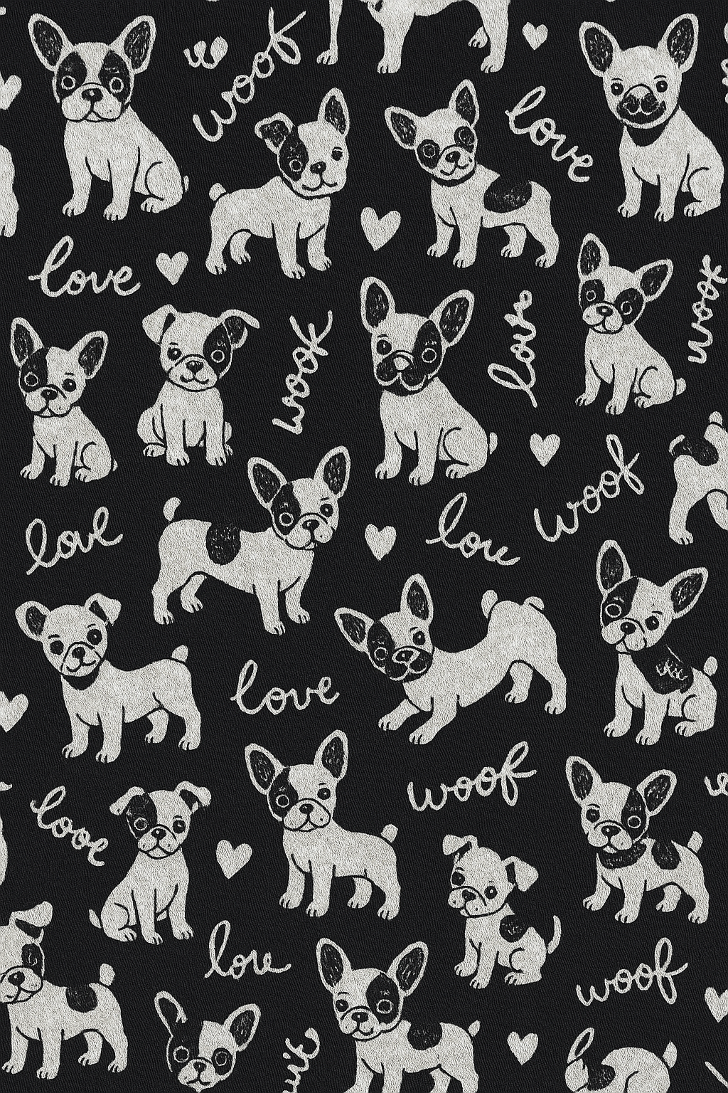 Girl Cotton Jersey Tights – White French Bulldog Print (Ages 7-9)