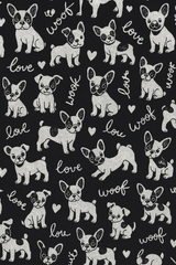 Girl Cotton Jersey Tights – White French Bulldog Print (Ages 7-9)