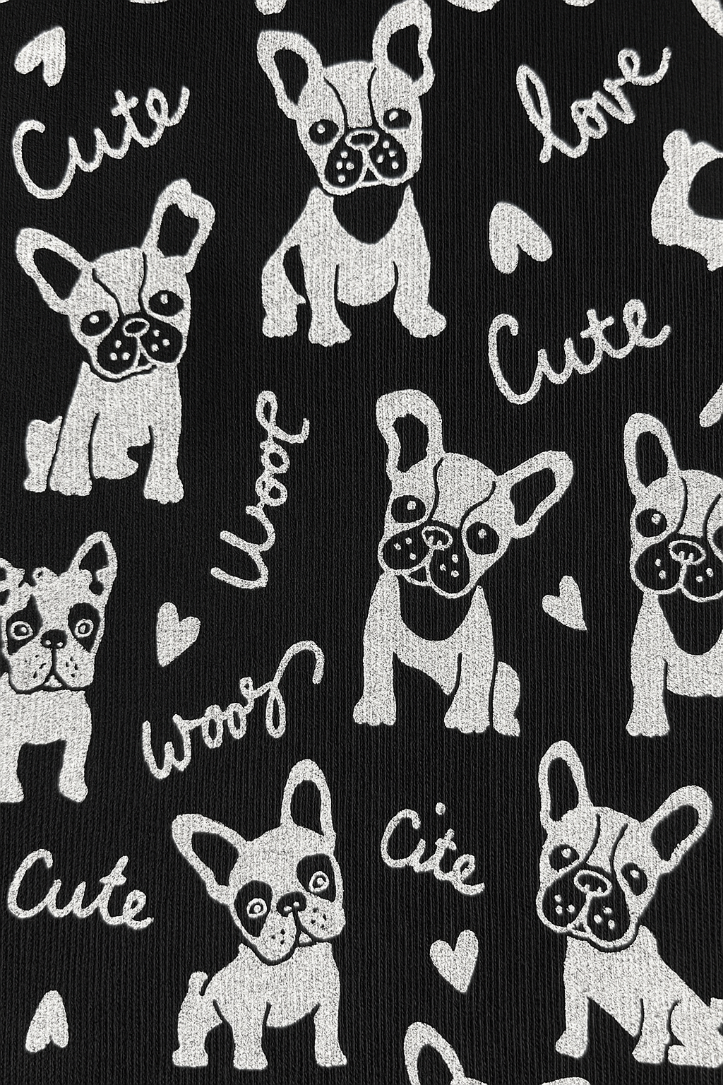 Girl Cotton Jersey Tights – White French Bulldog Print (Ages 7-9)
