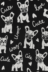 Girl Cotton Jersey Tights – White French Bulldog Print (Ages 7-9)