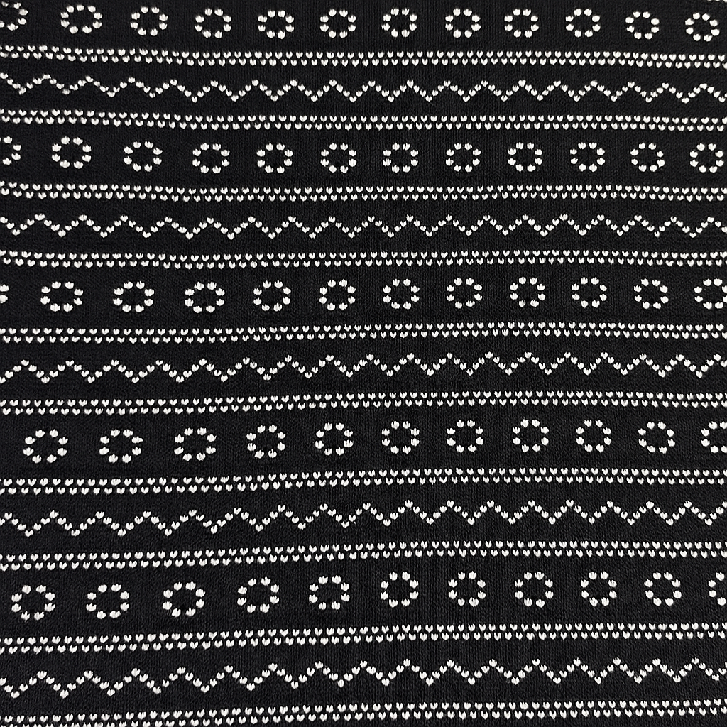 Girl Black & White Geometric Pattern Cotton Jersey Leggings – Stretch Fit(Ages 7-9)