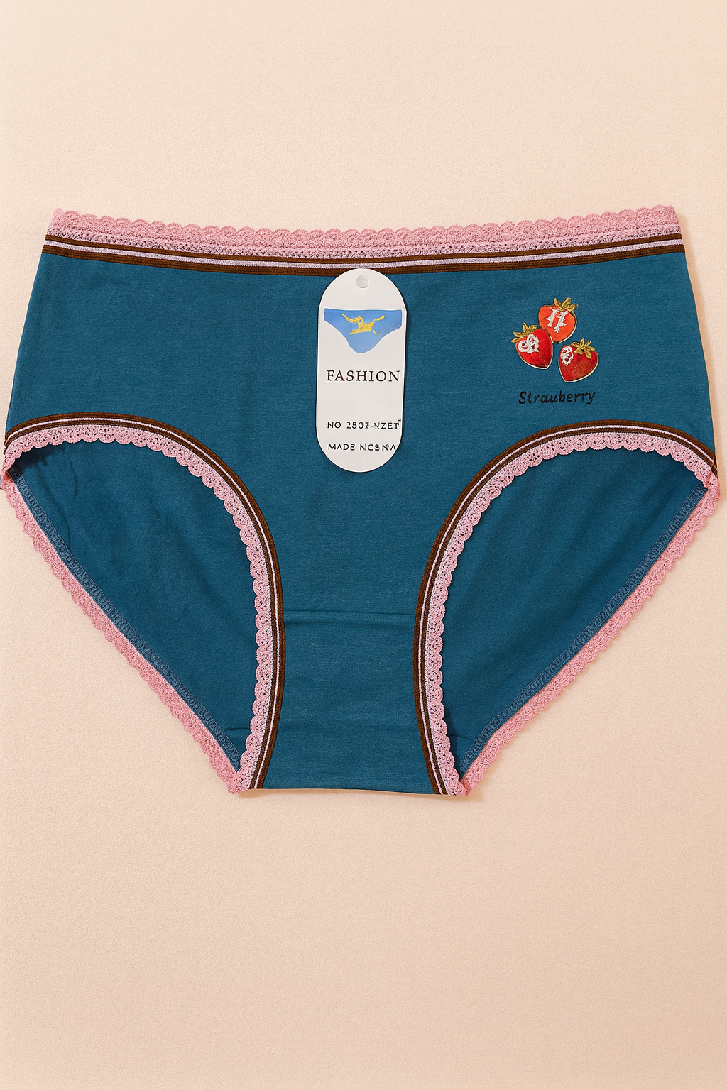 Soft cotton underwear with lace -Strawberry