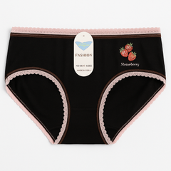 Soft cotton underwear with lace -Strawberry