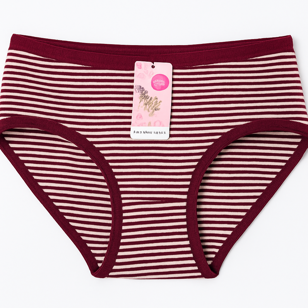 Imported Ladies soft Cotton Underwear with Panty Lining -Stripes