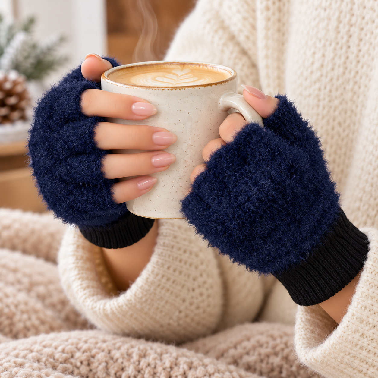 Unisex Fingerless Plush Mittens/Gloves -TSG15