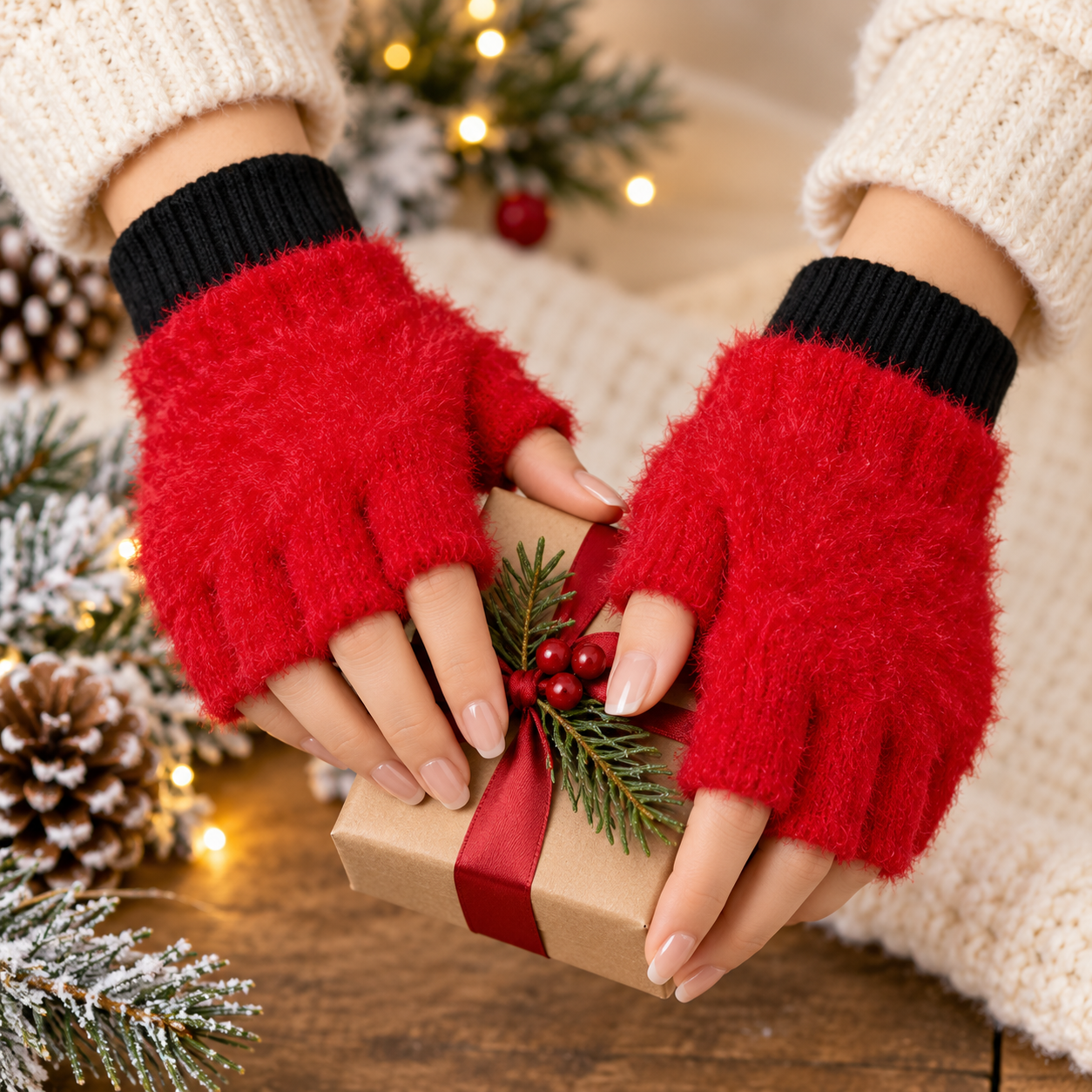 Unisex Fingerless Plush Mittens/Gloves -TSG15