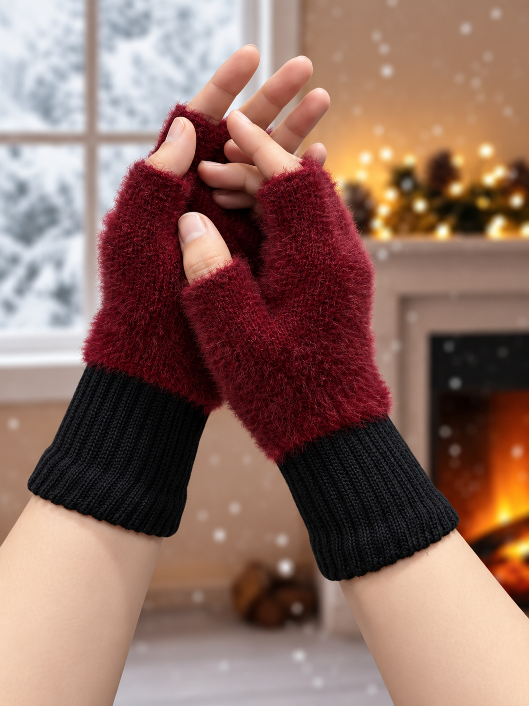 Unisex Fingerless Plush Mittens/Gloves -TSG15