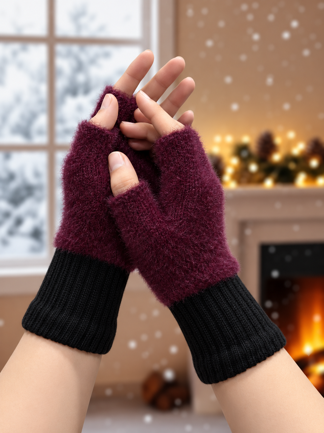 Unisex Fingerless Plush Mittens/Gloves -TSG15