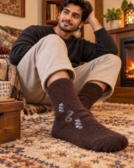 Men's Ultra-Soft Fuzzy Polyamide Crew Socks - Cozy Winter Warmth -MPF01