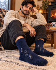 Men's Ultra-Soft Fuzzy Polyamide Crew Socks - Cozy Winter Warmth -MPF01