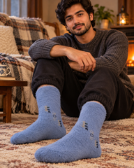 Men's Ultra-Soft Fuzzy Polyamide Crew Socks - Cozy Winter Warmth -MPF01