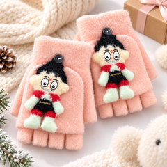 Cartoon Character Super Warm Plush Convertible Fingerless Gloves with Flip-Top Mittens | KGN16