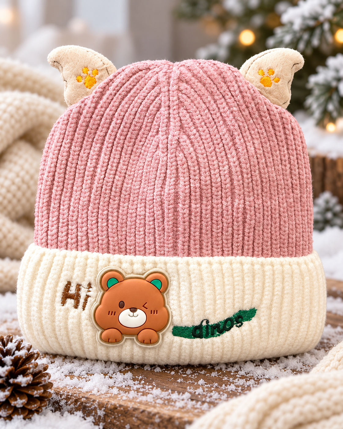 (1–4 Years) Kids Super Warm Teddy Bear Ear Winter Cap with Velvet Lining | (07)