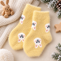 Kids Ultra-Soft Fuzzy Polyamide Bunny Crew Socks - Cozy Winter Warmth -KPF06