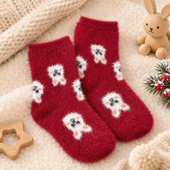 Kids Ultra-Soft Fuzzy Polyamide Bunny Crew Socks - Cozy Winter Warmth -KPF06