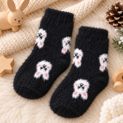 Kids Ultra-Soft Fuzzy Polyamide Bunny Crew Socks - Cozy Winter Warmth -KPF06