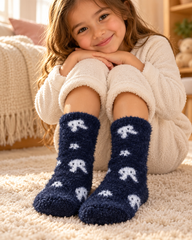 Kids Ultra-Soft Fuzzy Polyamide Crew Socks - Cozy Winter Warmth -KPF08