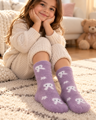 Kids Ultra-Soft Fuzzy Polyamide Crew Socks - Cozy Winter Warmth -KPF08