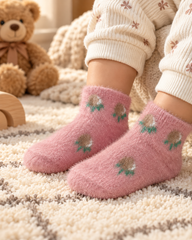 Kids Ultra-Soft Fuzzy Polyamide Crew Socks - Cozy Winter Warmth -KPF09