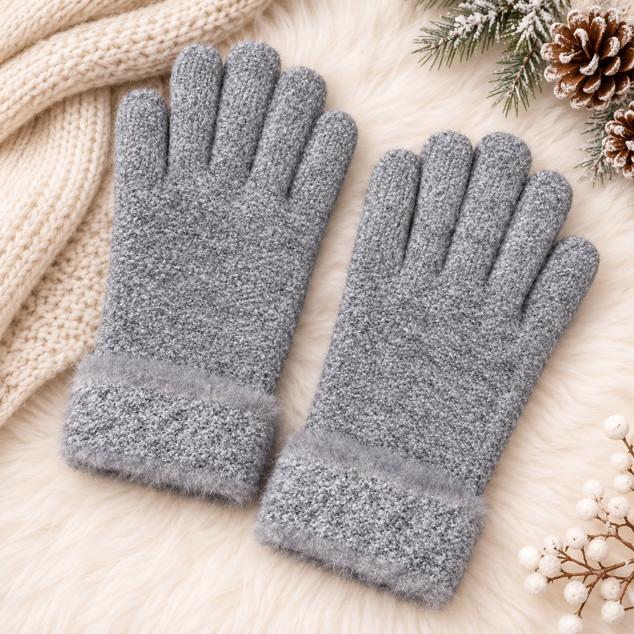 Ladies Touch Screen Premium Quality CandyColor Plush Mittens/Gloves  -TSG23