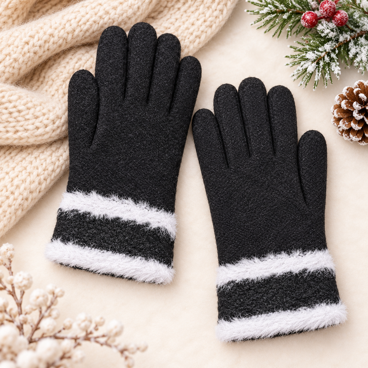 Ladies Touch Screen Premium Quality CandyColor Plush Mittens/Gloves  -TSG23