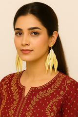Gold Shade Rich Leaves Earrings