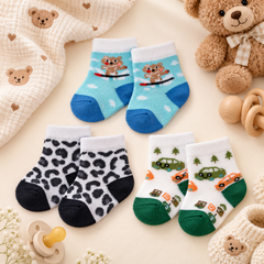 Baby Soft Cotton Socks – 3 Pairs Pack | 0–12 Months | Cozy & Comfortable