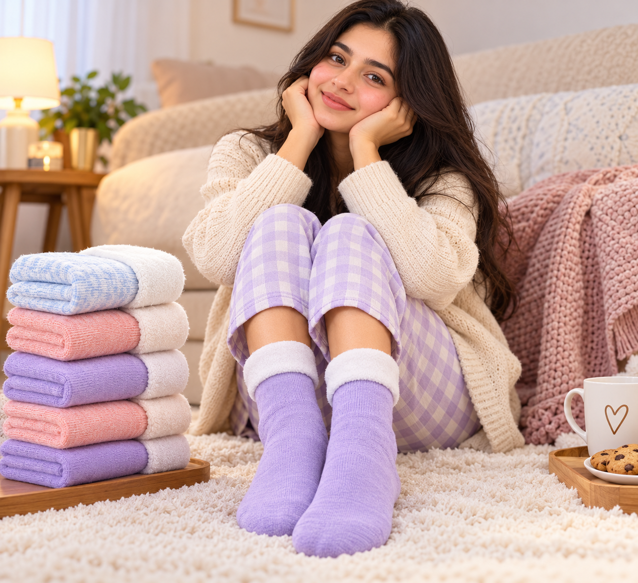 Ladies New Soft Velvet Cashmere Socks (Pastel Colors)