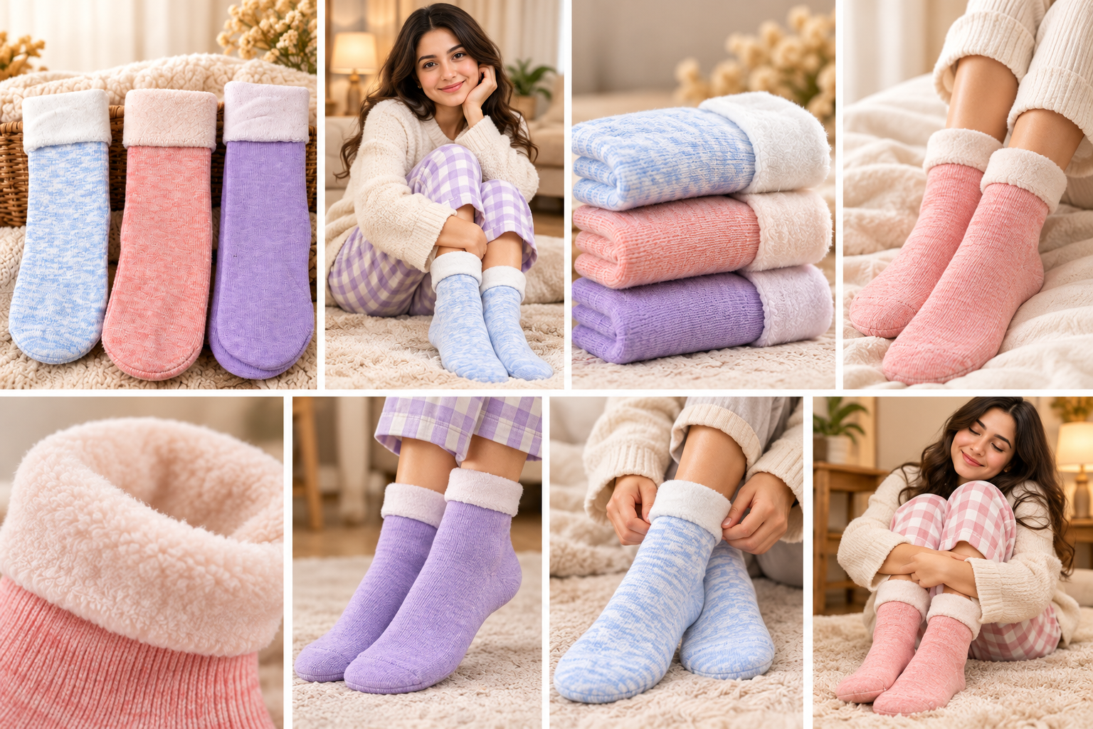 Ladies New Soft Velvet Cashmere Socks (Pastel Colors)