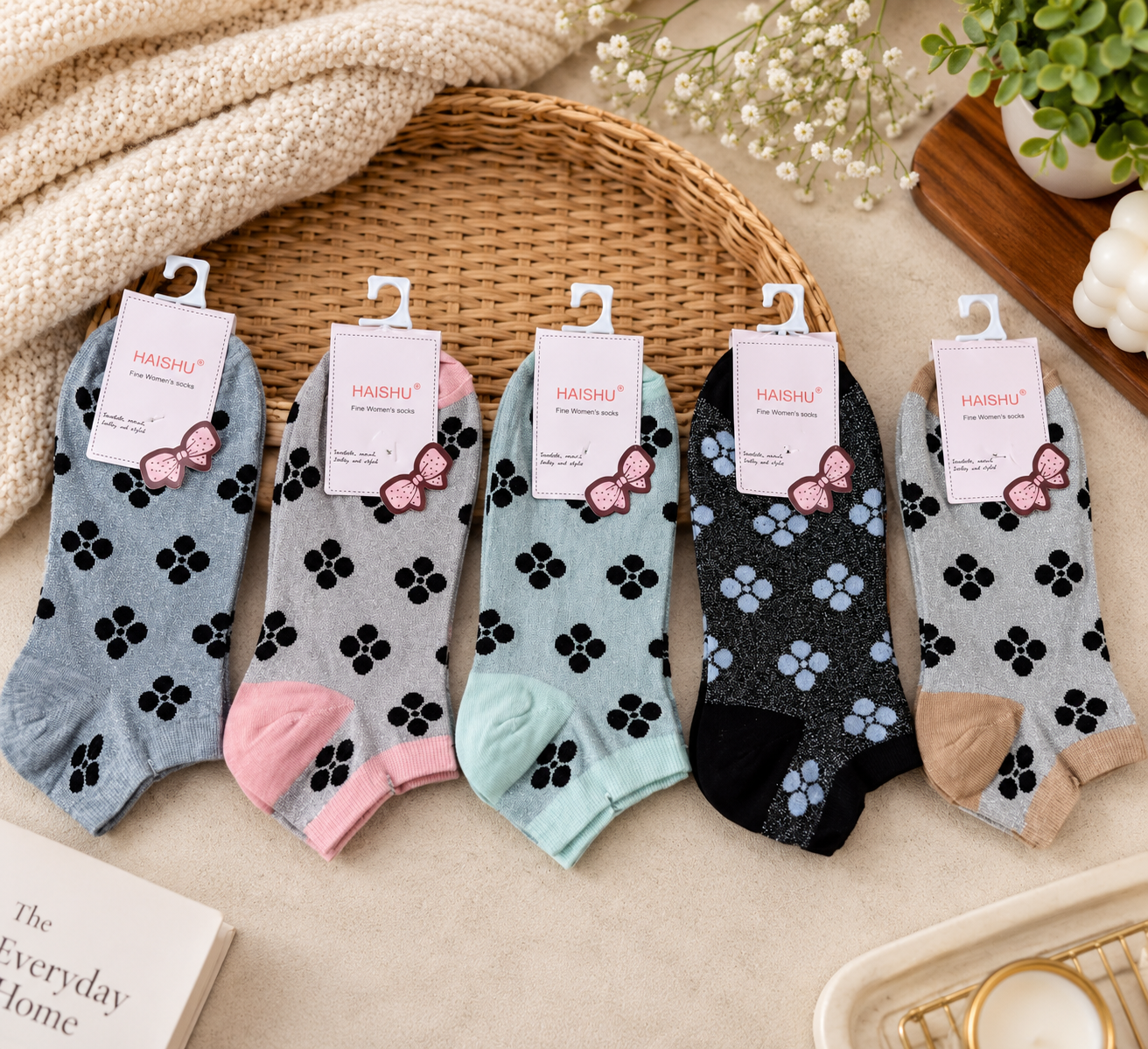 "Women’s Cotton Ankle Socks – 5-Pair| Soft, Breathable, Everyday Wear" (LAS27)