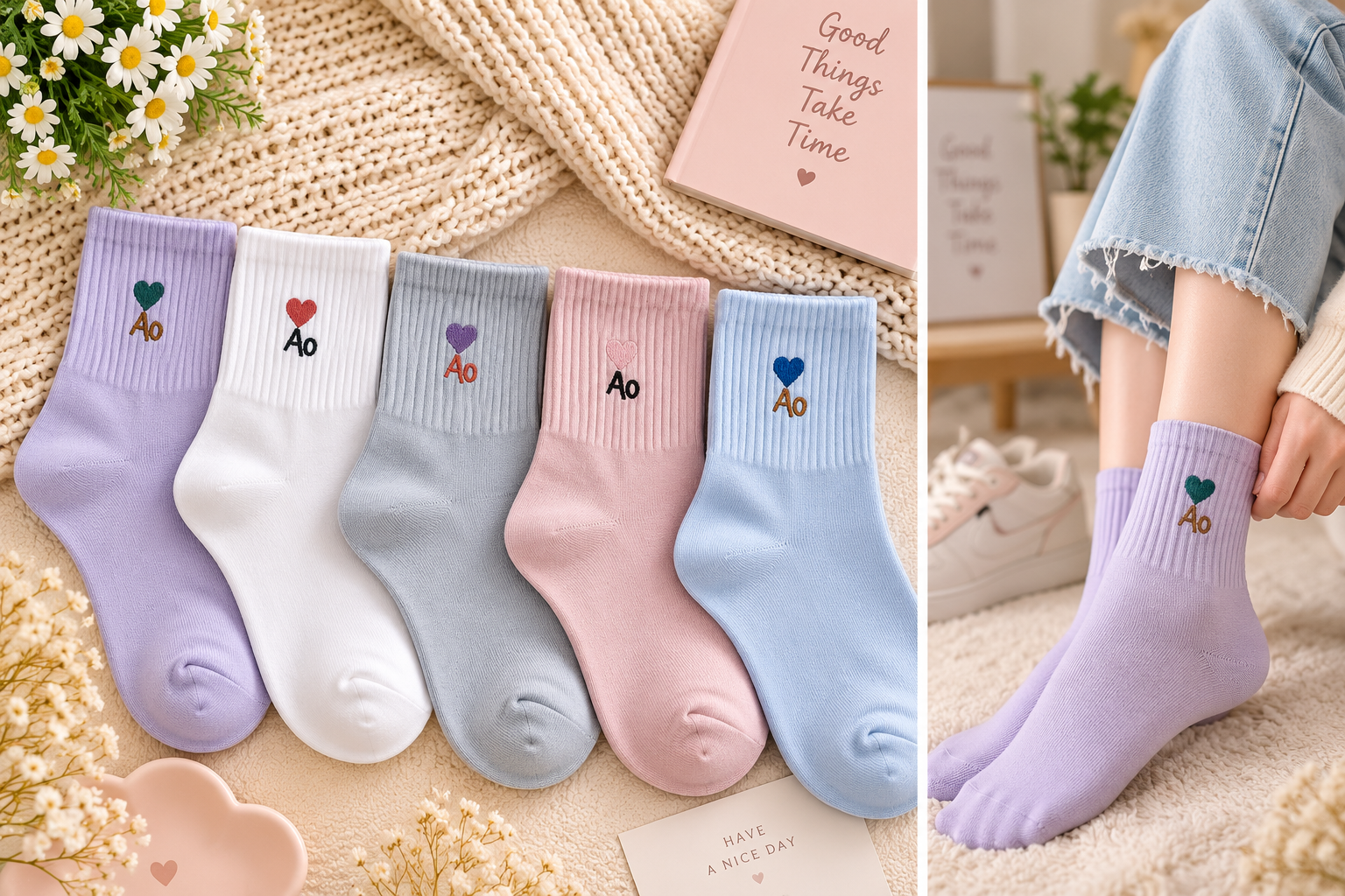 Ladies Warm Winter Crew Socks | Cute Candy Colors & Funky Prints –5Pair | WW05