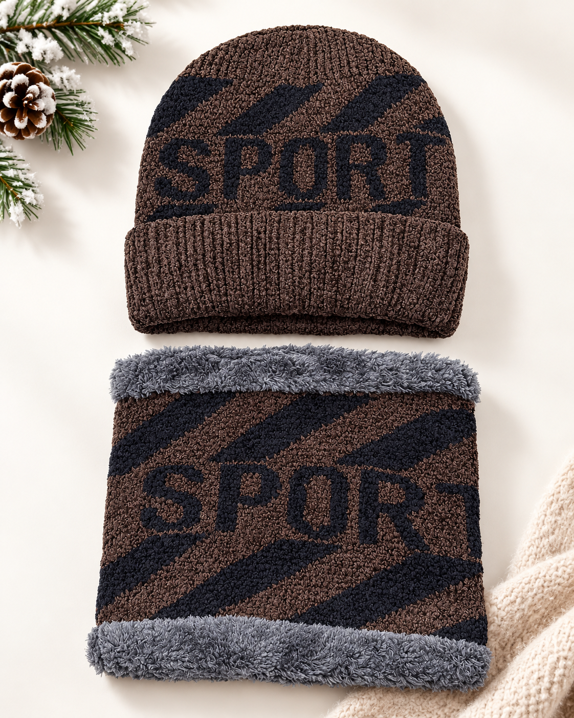 Imported Cap and Neck Warmer Set with Velvet inside –SPORT