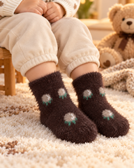 Kids Ultra-Soft Fuzzy Polyamide Crew Socks - Cozy Winter Warmth -KPF09