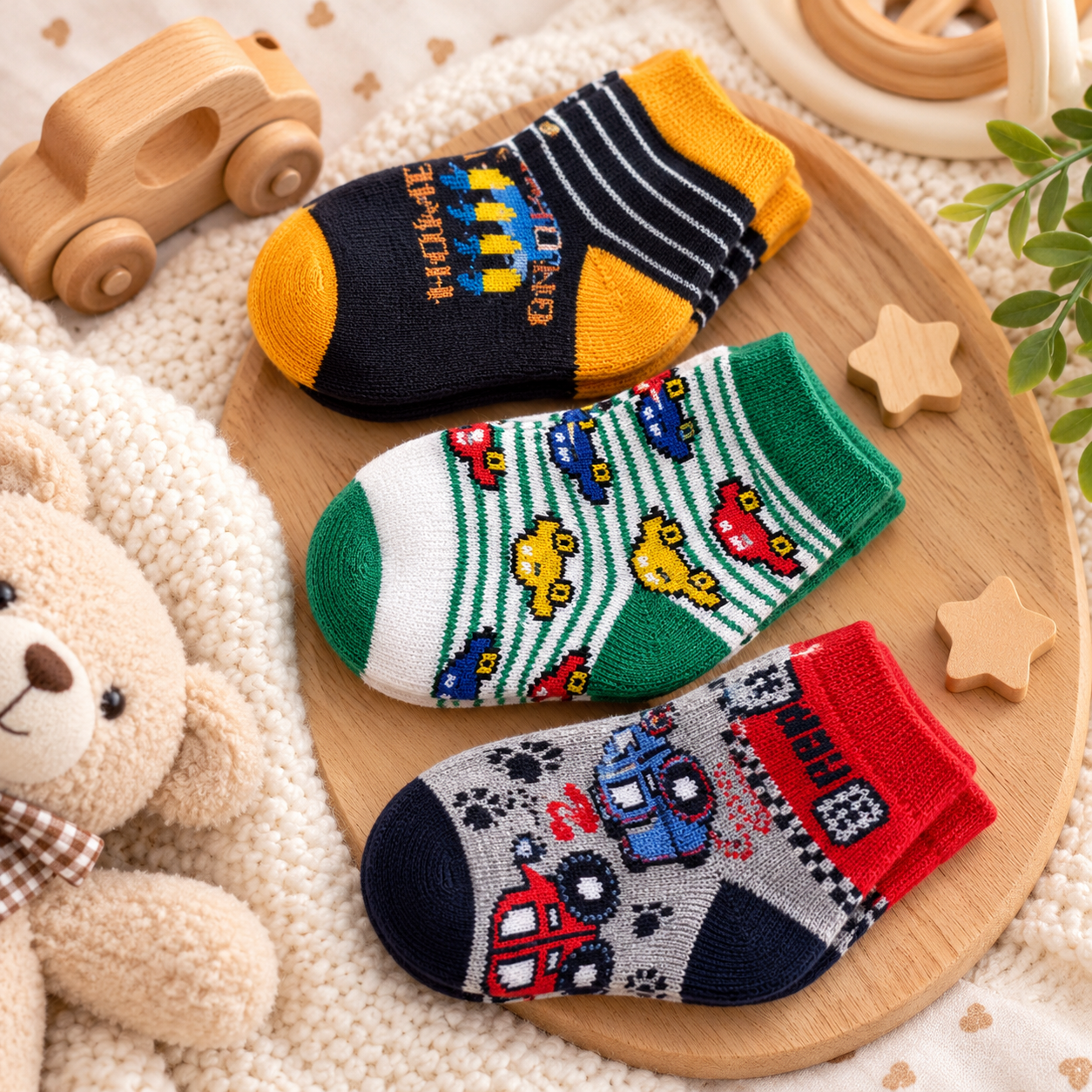 Baby Soft Cotton Socks – 3 Pairs Pack | 0–12 Months | Cozy & Comfortable