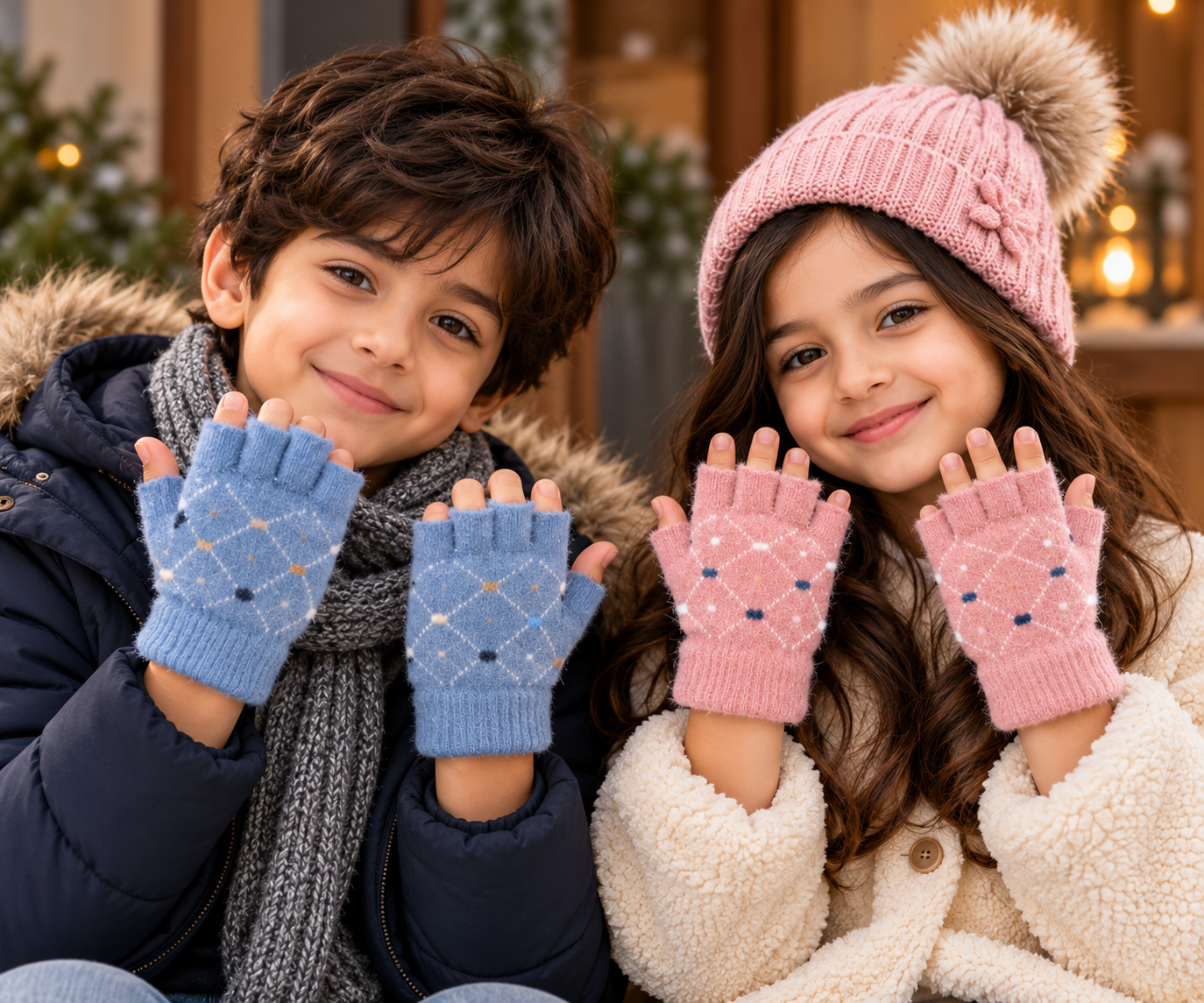 Kids Unisex Fingerless SuperWarm Plush Gloves/Mittens -KGN19