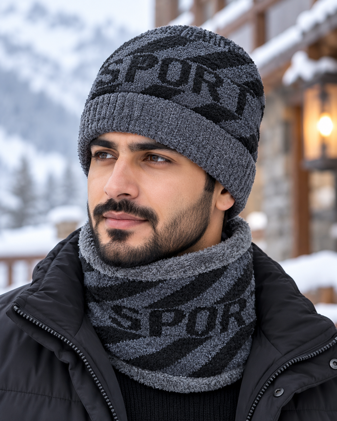 Imported Cap and Neck Warmer Set with Velvet inside –SPORT
