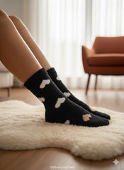 Ultra-Soft Fuzzy Polyamide Heart Crew Socks - Cozy Winter Warmth -05