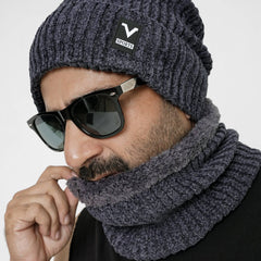 Imported Cap and Neck Warmer Set with Velvet Lining-Vector