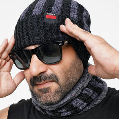 Imported Cap and Neck Warmer Set with Velvet Lining–Multi