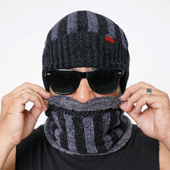Imported Cap and Neck Warmer Set with Velvet Lining–Multi