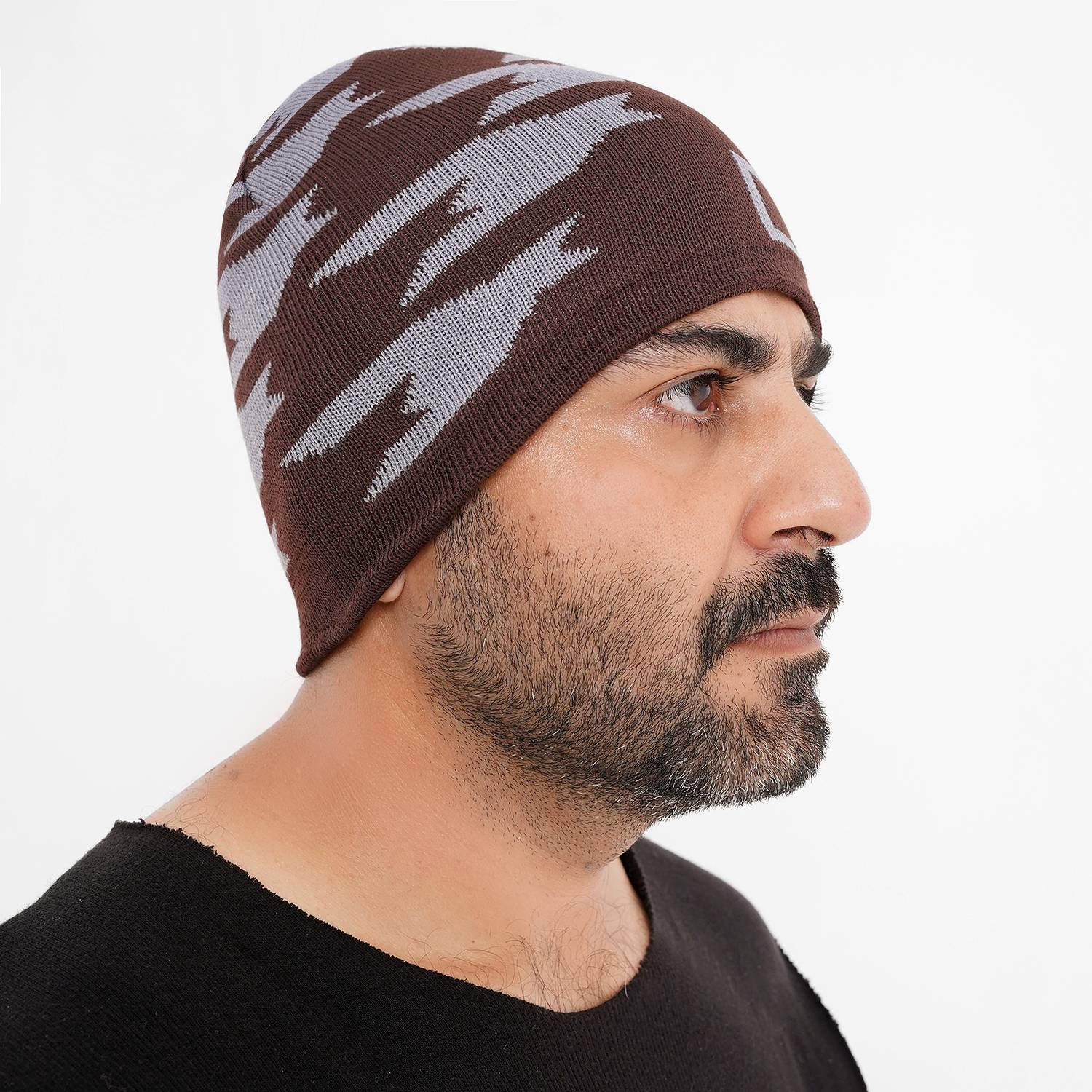 Unisex Skiing Warm Knitted Contrasting Cap with Fleece/Velvet inside