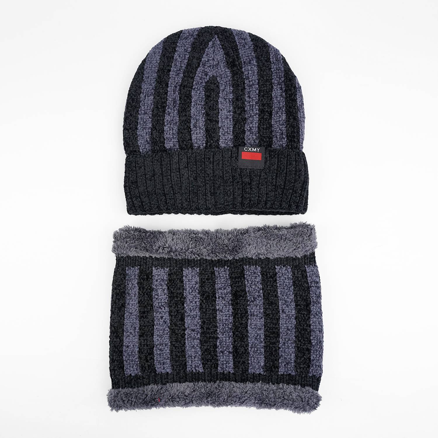 Imported Cap and Neck Warmer Set with Velvet Lining–Multi
