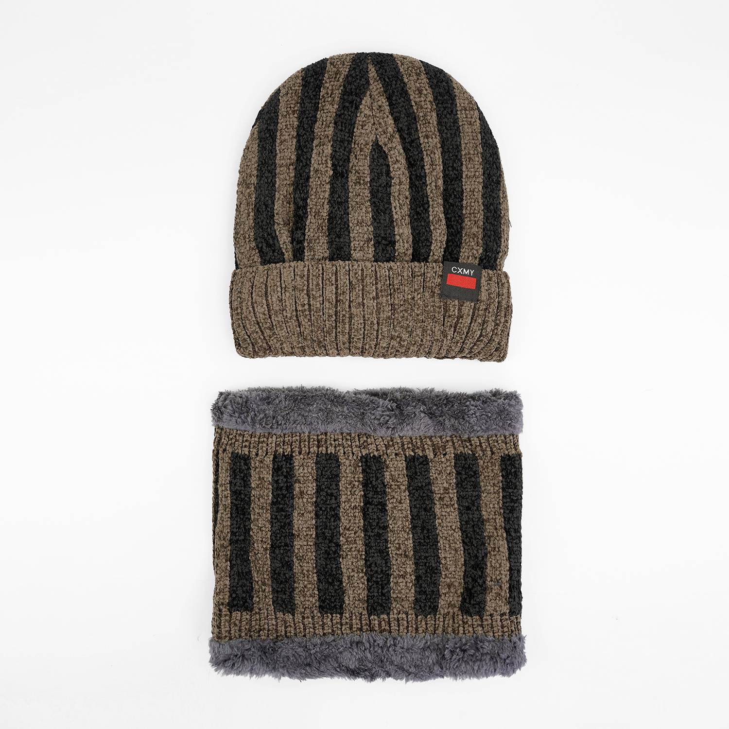 Imported Cap and Neck Warmer Set with Velvet Lining–Multi