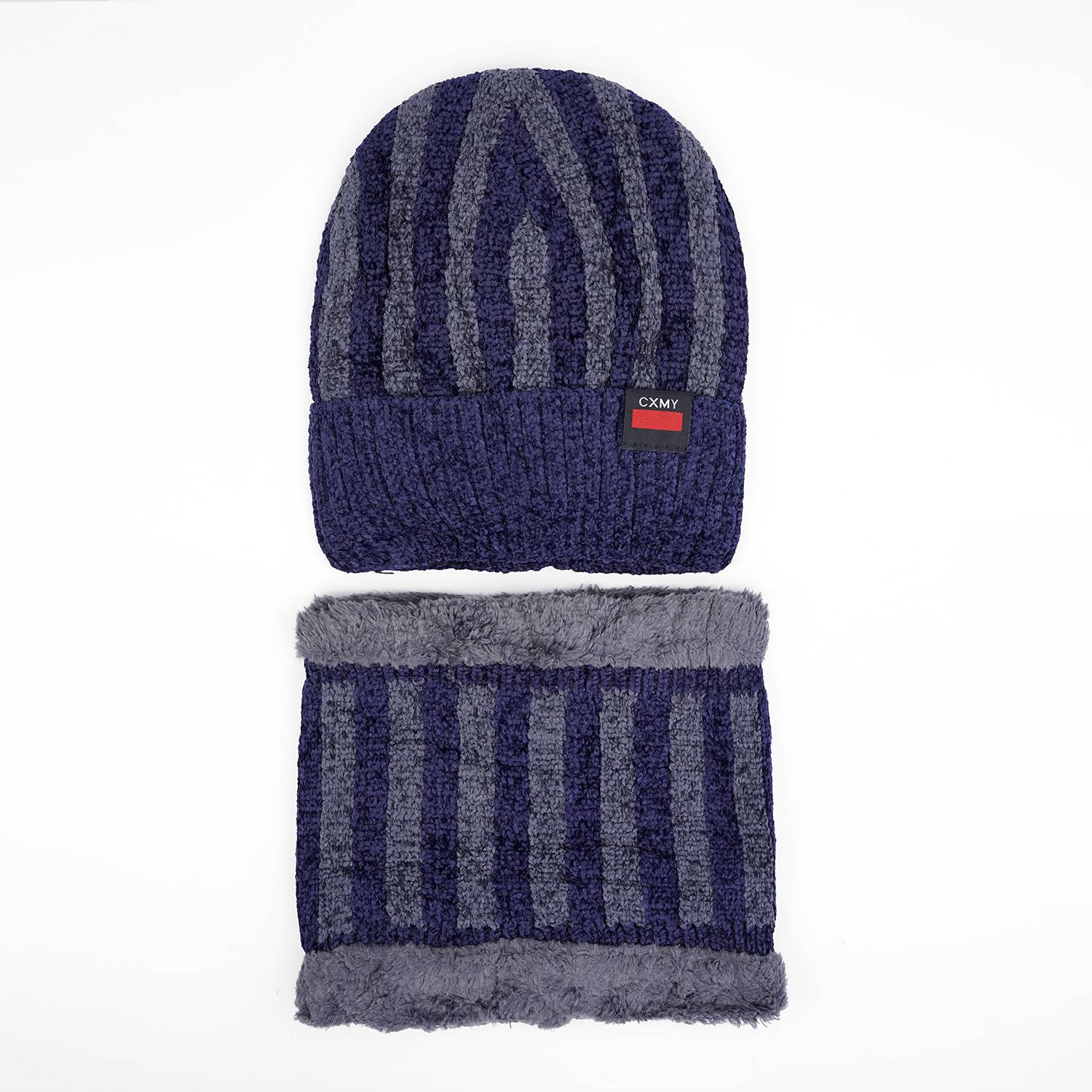 Imported Cap and Neck Warmer Set with Velvet Lining–Multi